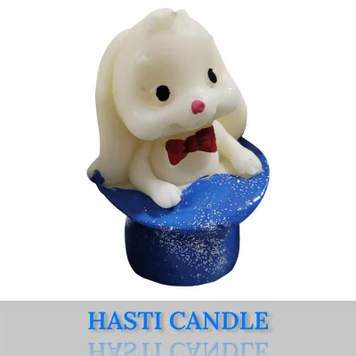 شمع سال خرگوش 1402 طرح کلاه دار رنگ آبی - شرکت تولیدی شمع هستی