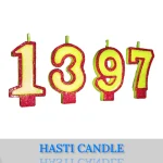 شمع عدد سال 1397 رنگ زرد اکلیلی - شرکت تولیدی شمع هستی