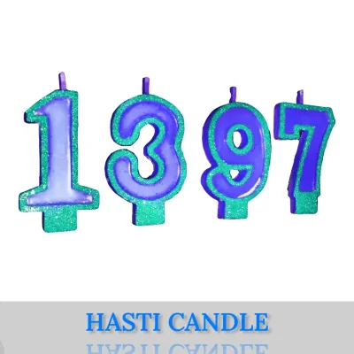 شمع عدد سال 1397 رنگ آبی اکلیلی - شرکت تولیدی شمع هستی