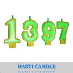 شمع عدد سال 1397 رنگ سبز روشن اکلیلی - شرکت تولیدی شمع هستی